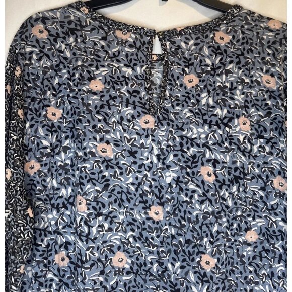 LOFT Women’s Floral Bell Sleeve Ruffle Round Neck Casual Blouse Top Sz L NEW - Picture 7 of 12